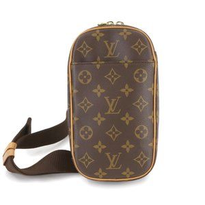 Louis Vuitton Monogram Pochette Gange Body Bag, Brown, M51870, Gold Hardware